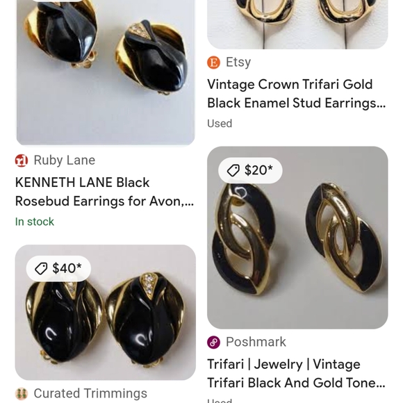 Vintage Gold and Black Door Knocker Earrings - Picture 5 of 5